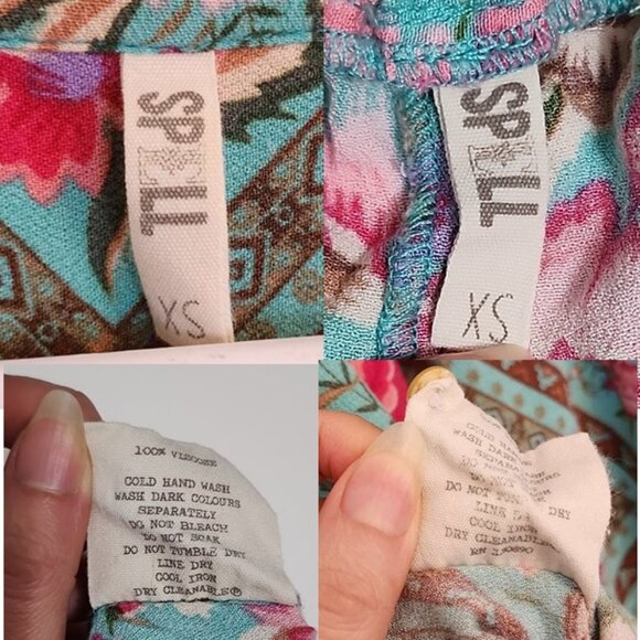 Spell & the Gypsy Collective Babushka Turquoise Blouse Shorts Set XS b179 - Picture 15 of 16